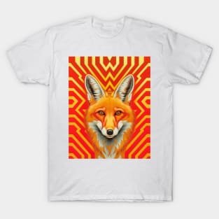 Spectrum Fox: Radiant Op Art Red Fox Design T-Shirt